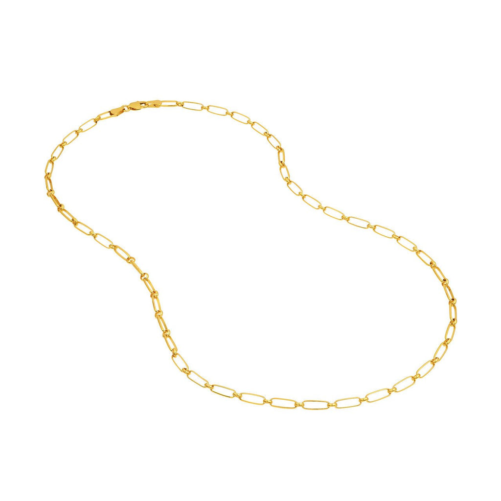 14K Gold Oval and Round Link Chain Necklace