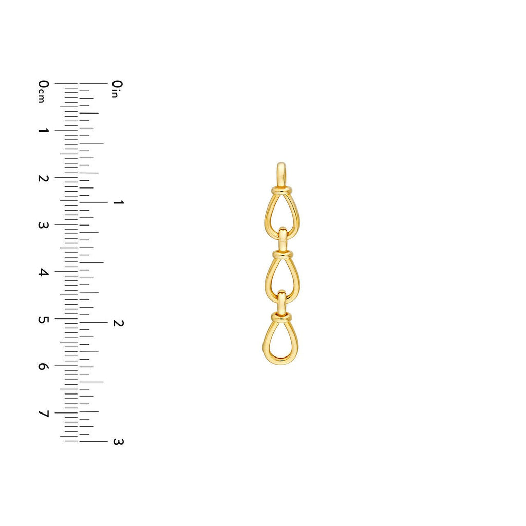14K Gold Tear Drop Chain Dangle Earrings