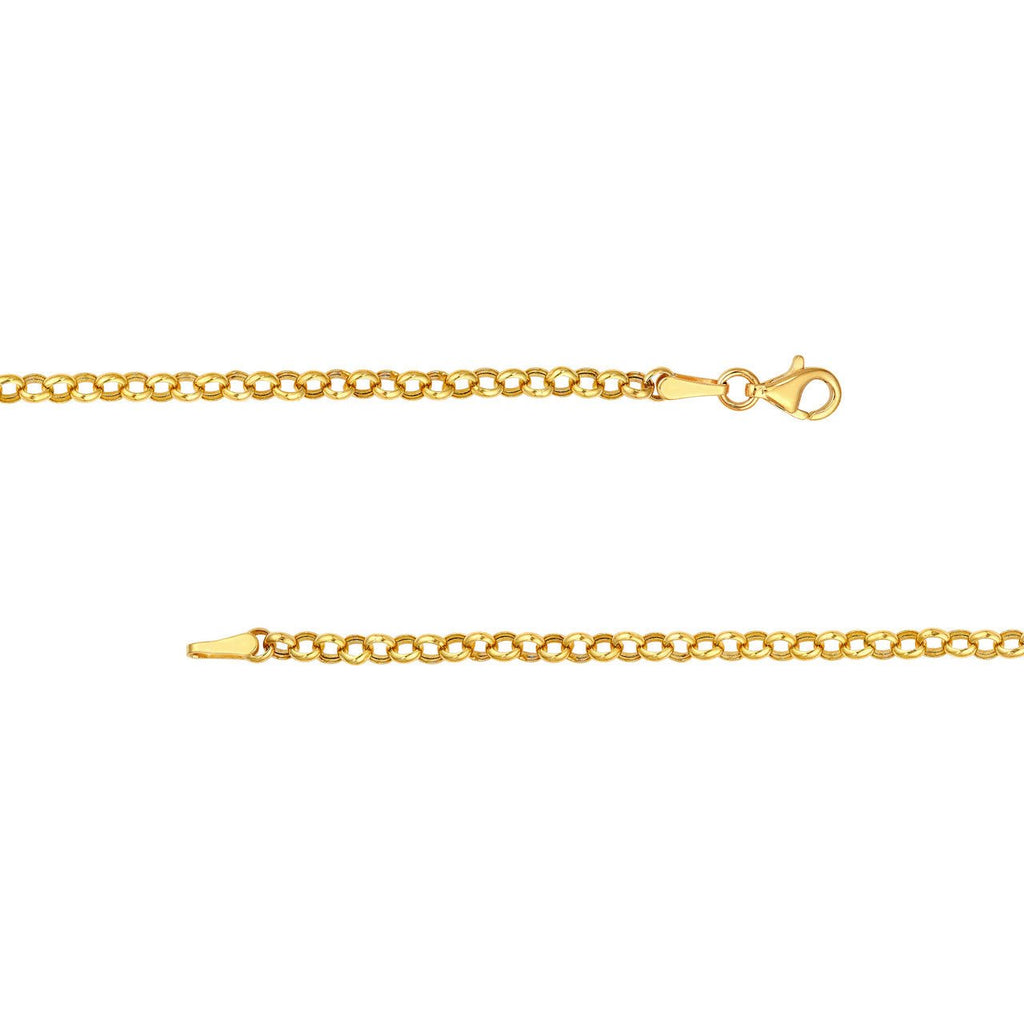 14K Gold Hollow Graduated Medium Rolo Chain Necklace