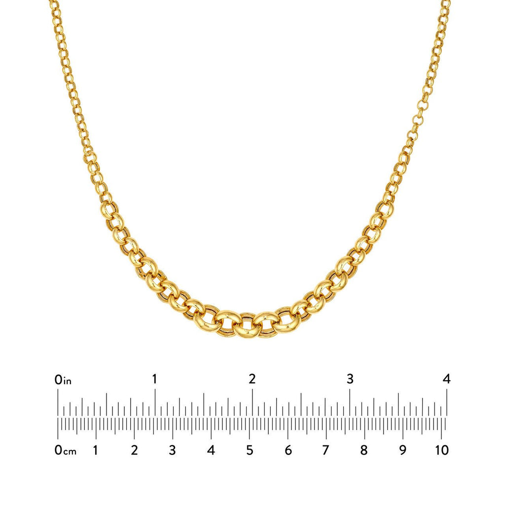 14K Gold Hollow Graduated Medium Rolo Chain Necklace