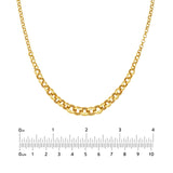 14K Gold Hollow Graduated Medium Rolo Chain Necklace