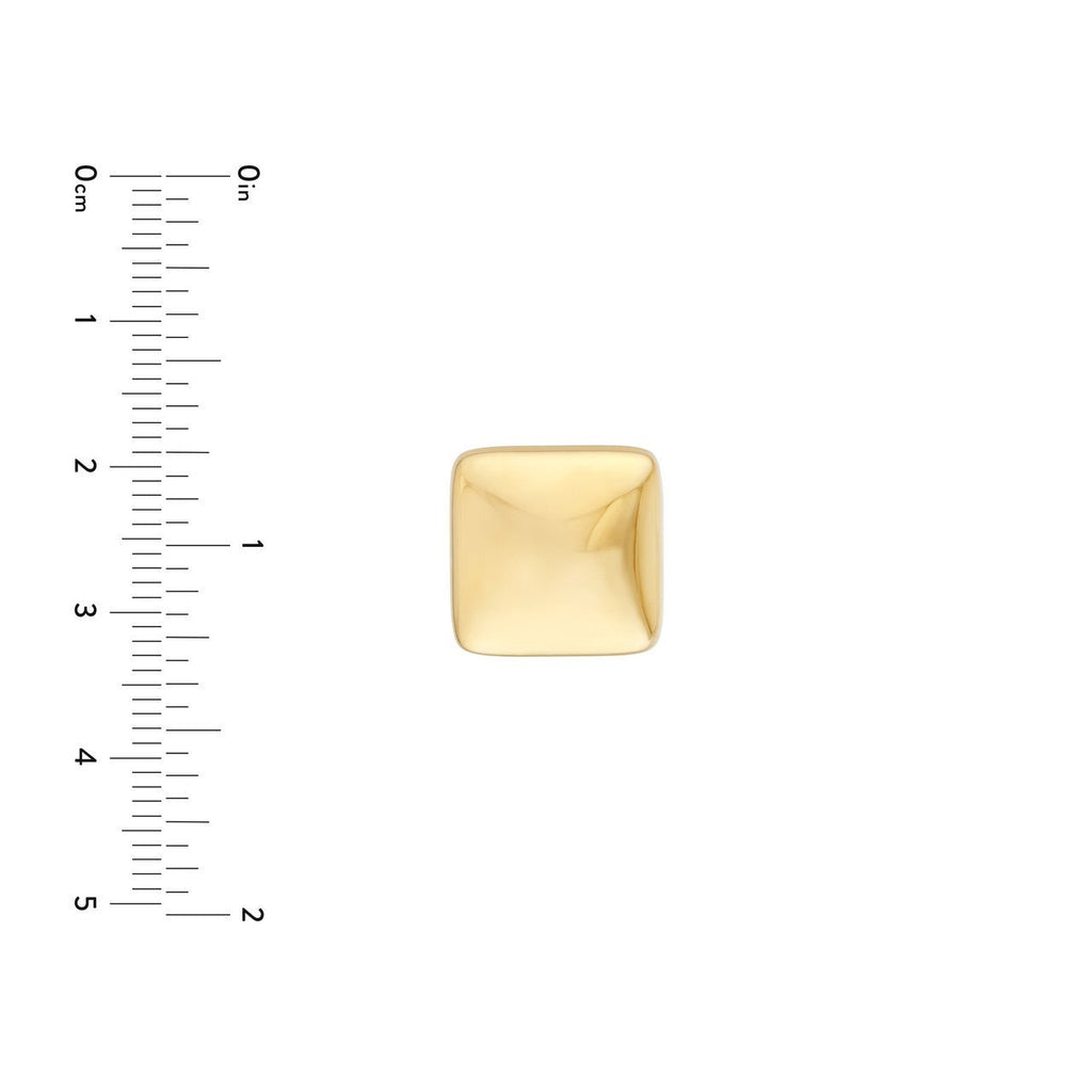 14K Gold Puffy Square Stud Earrings