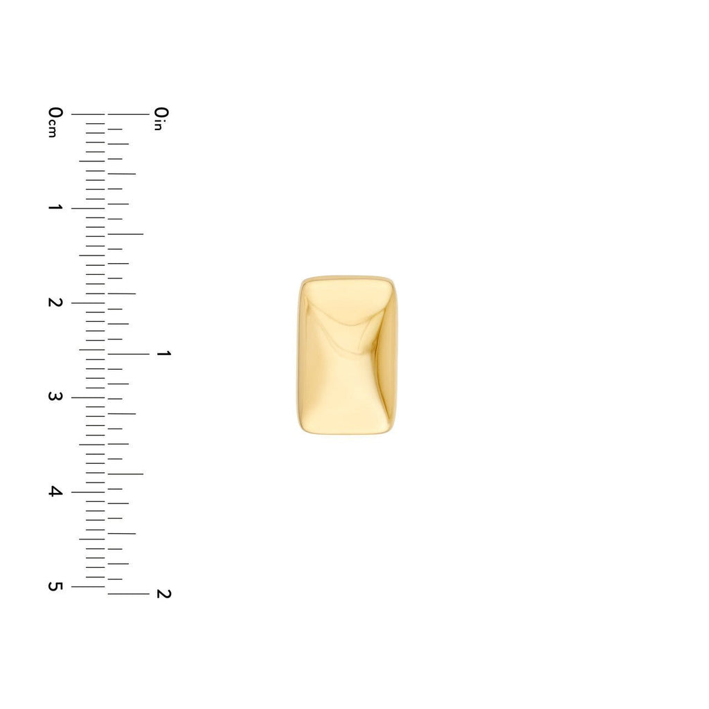 14K Gold Puffy Rectangle Stud Earrings
