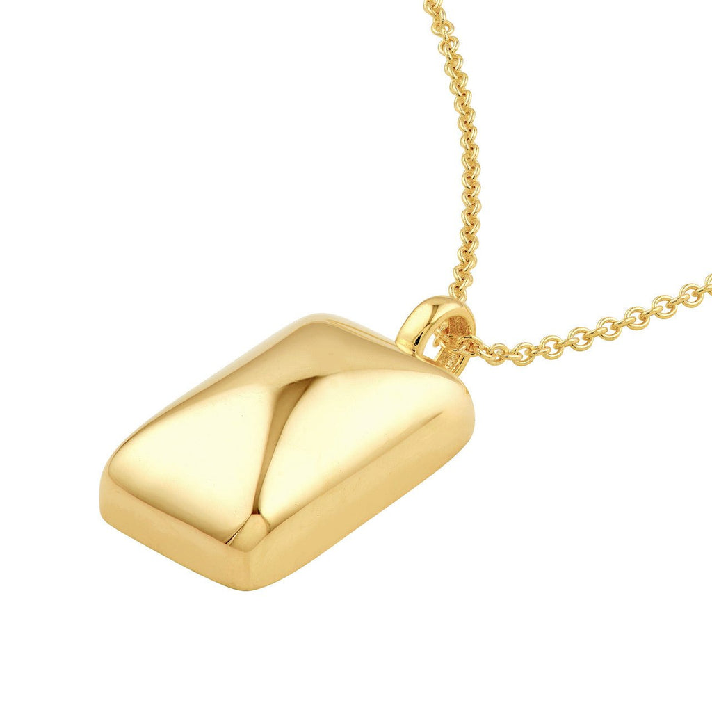 14K Gold Puffy Rectangle Pendant