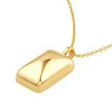14K Gold Puffy Rectangle Pendant