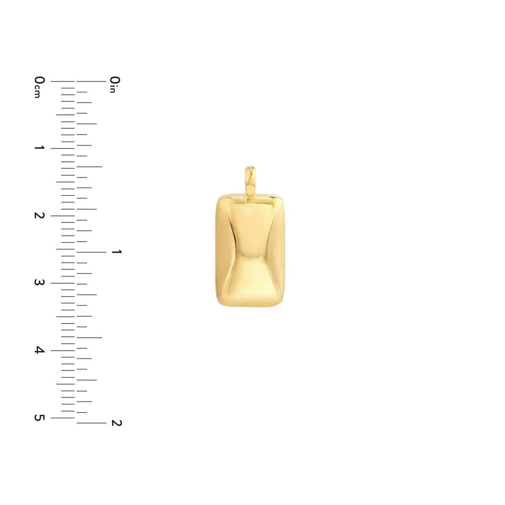 14K Gold Puffy Rectangle Pendant