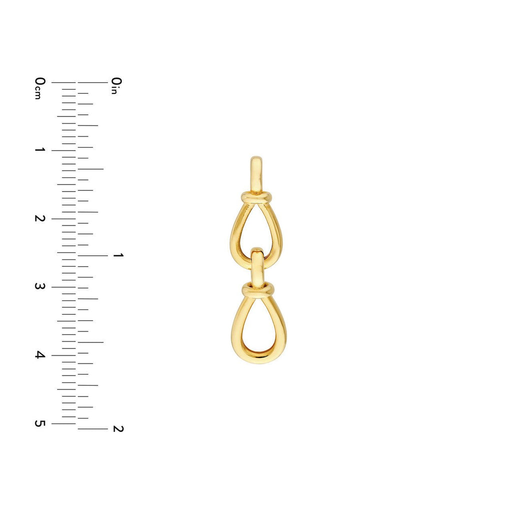 14K Gold Tear Drop Link Dangle Earrings