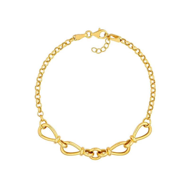 14K Gold Teardrop and Cable Chain Adjustable Bracelet