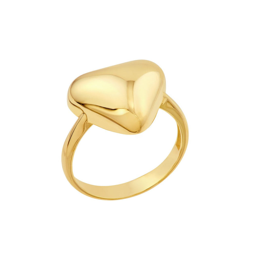 14K Gold Puffy Triangle Ring