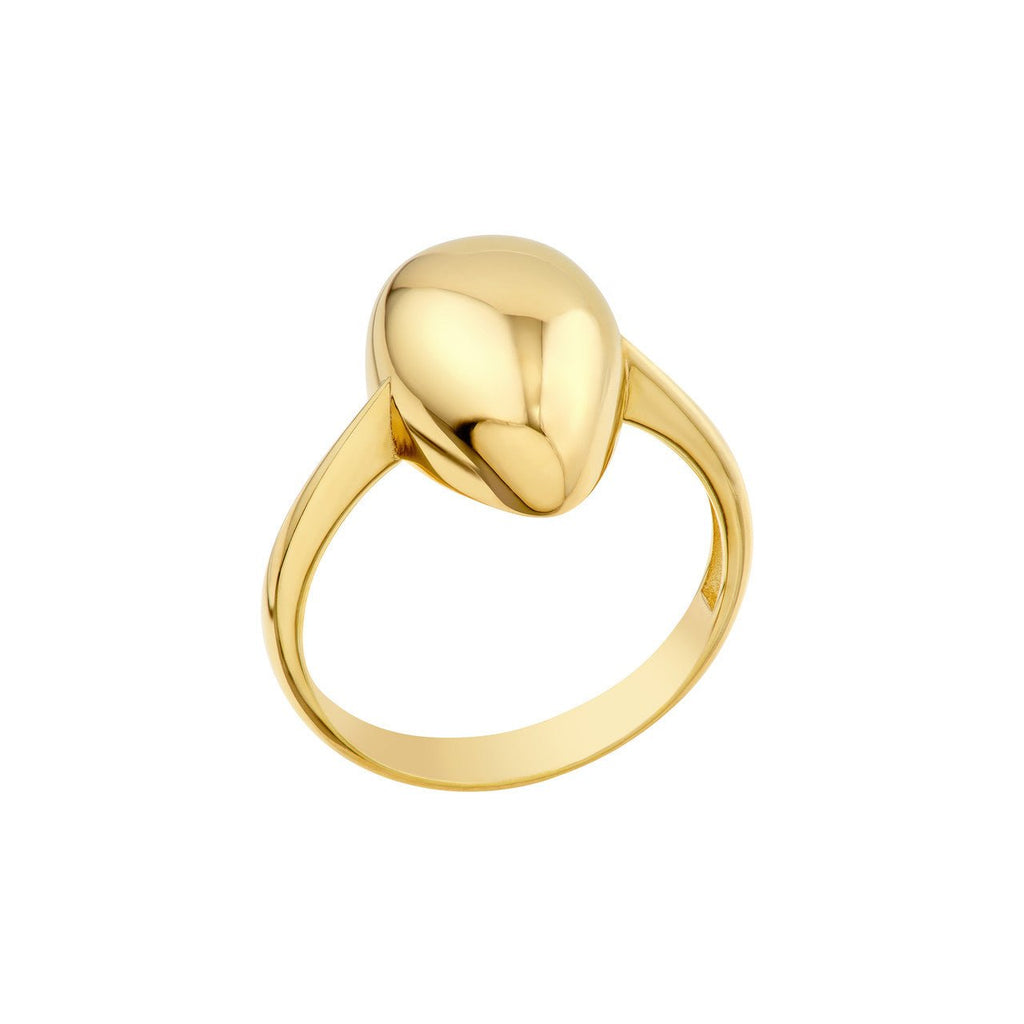 14K Gold Puffy Tear Drop Ring