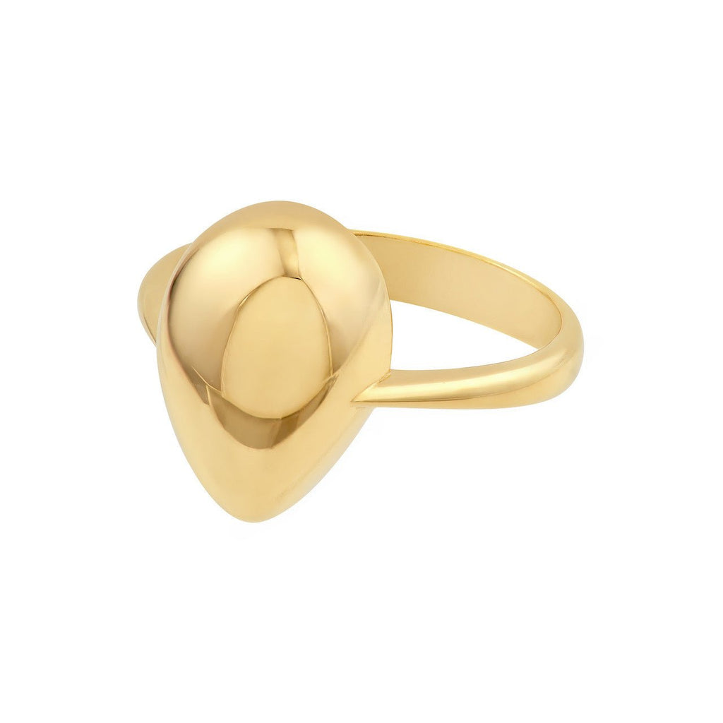 14K Gold Puffy Tear Drop Ring