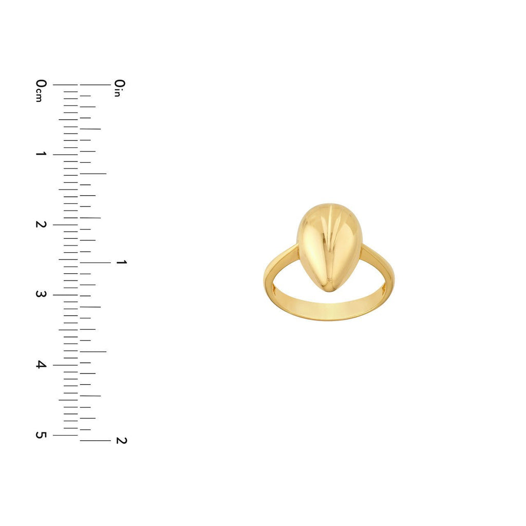14K Gold Puffy Tear Drop Ring