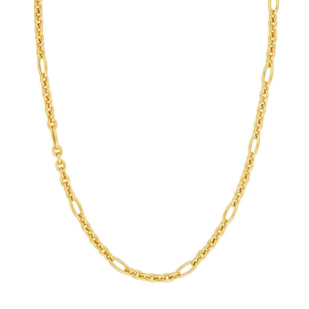 14K Gold Oval Link 7+1 Chain Necklace