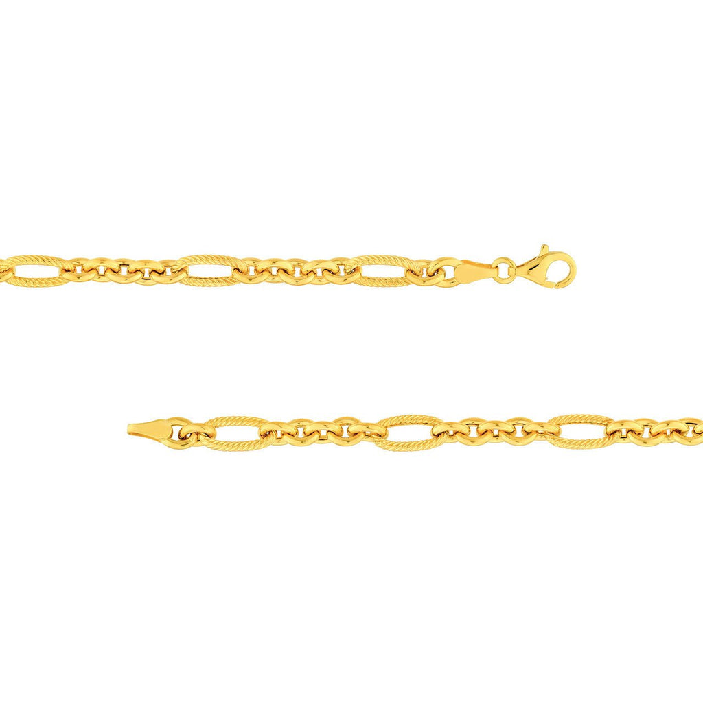 14K Gold Alternating Twisted 5+1 Oval Link Necklace
