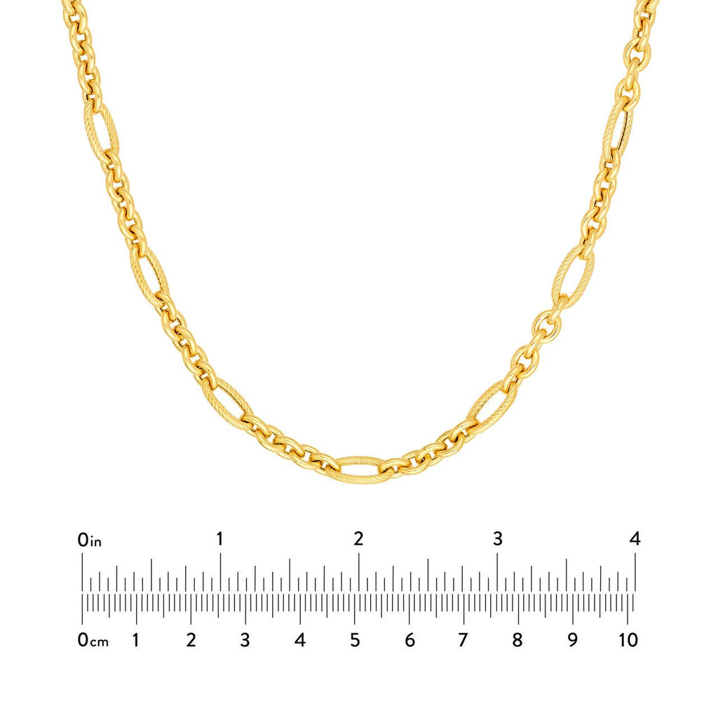 14K Gold Alternating Twisted 5+1 Oval Link Necklace