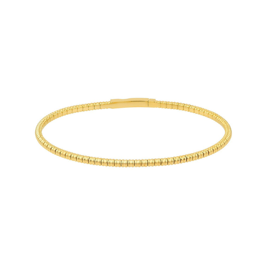 14K Gold Ribbed Flexible Bangle