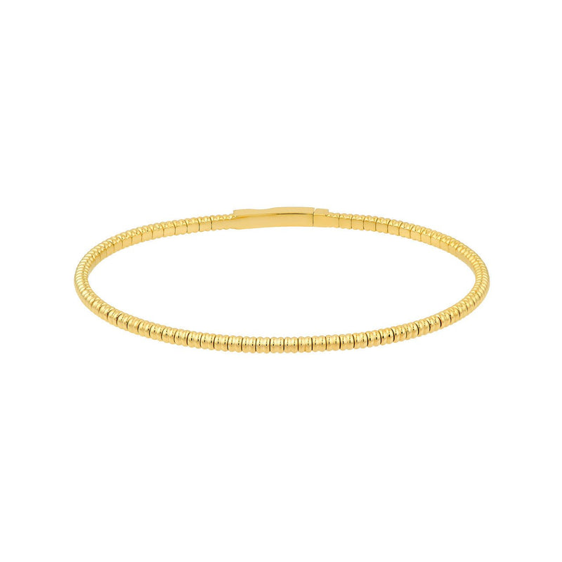 14K Gold Ribbed Flexible Bangle