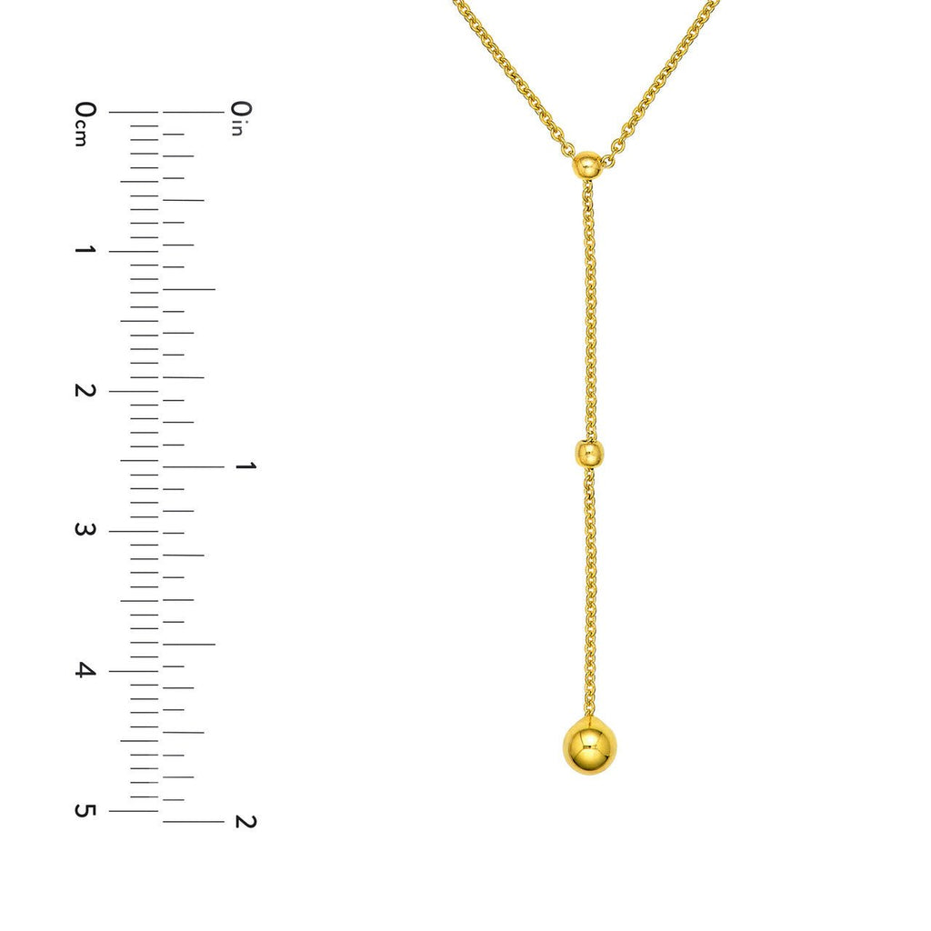 14K Gold Beaded Lariat Necklace