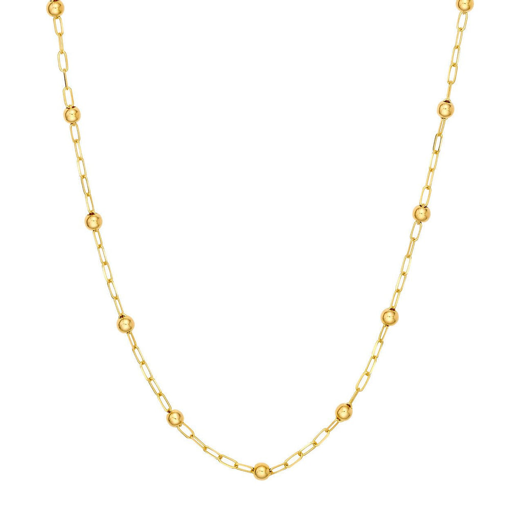 14K Gold Beaded Paper Clip Chain