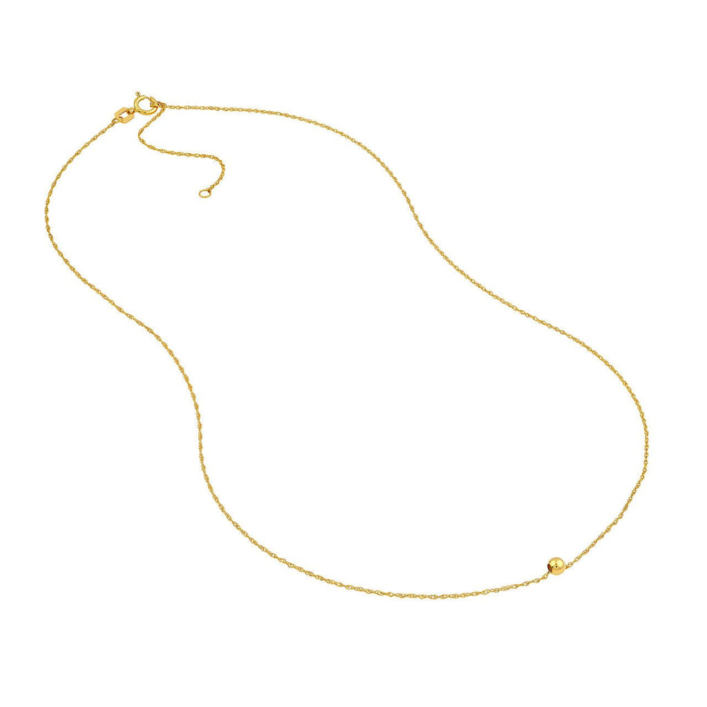 14K Gold Small Bead Pendant Necklace