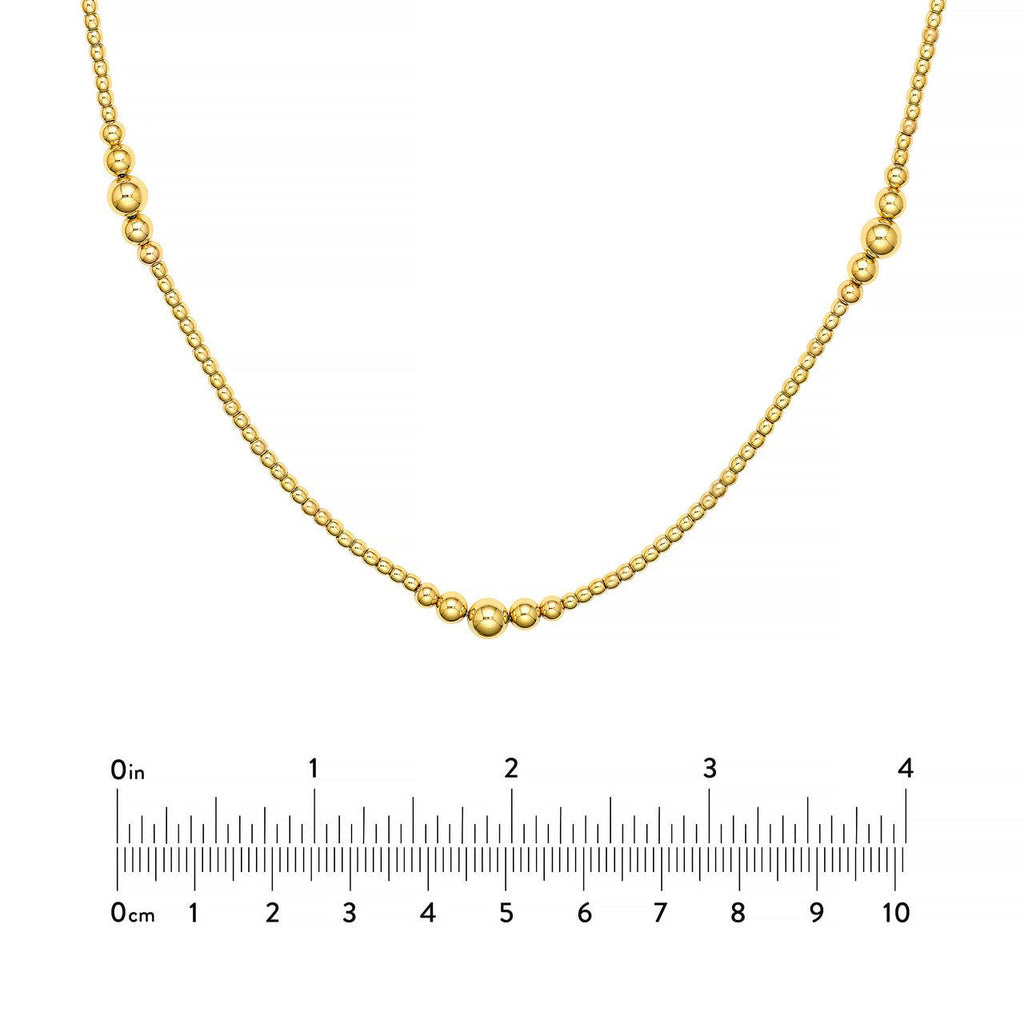 14K Gold Graduated Bead Station Necklace