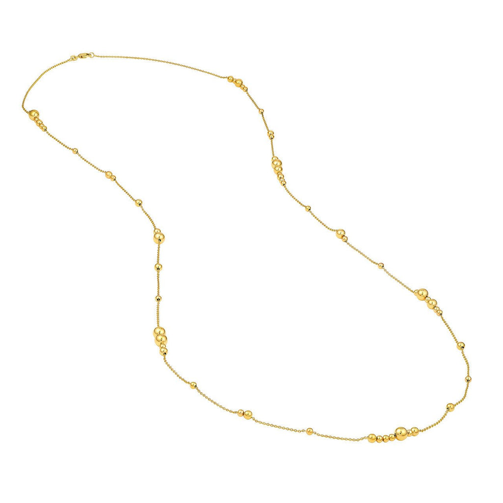 14K Gold Alternating Bead Chain Necklace