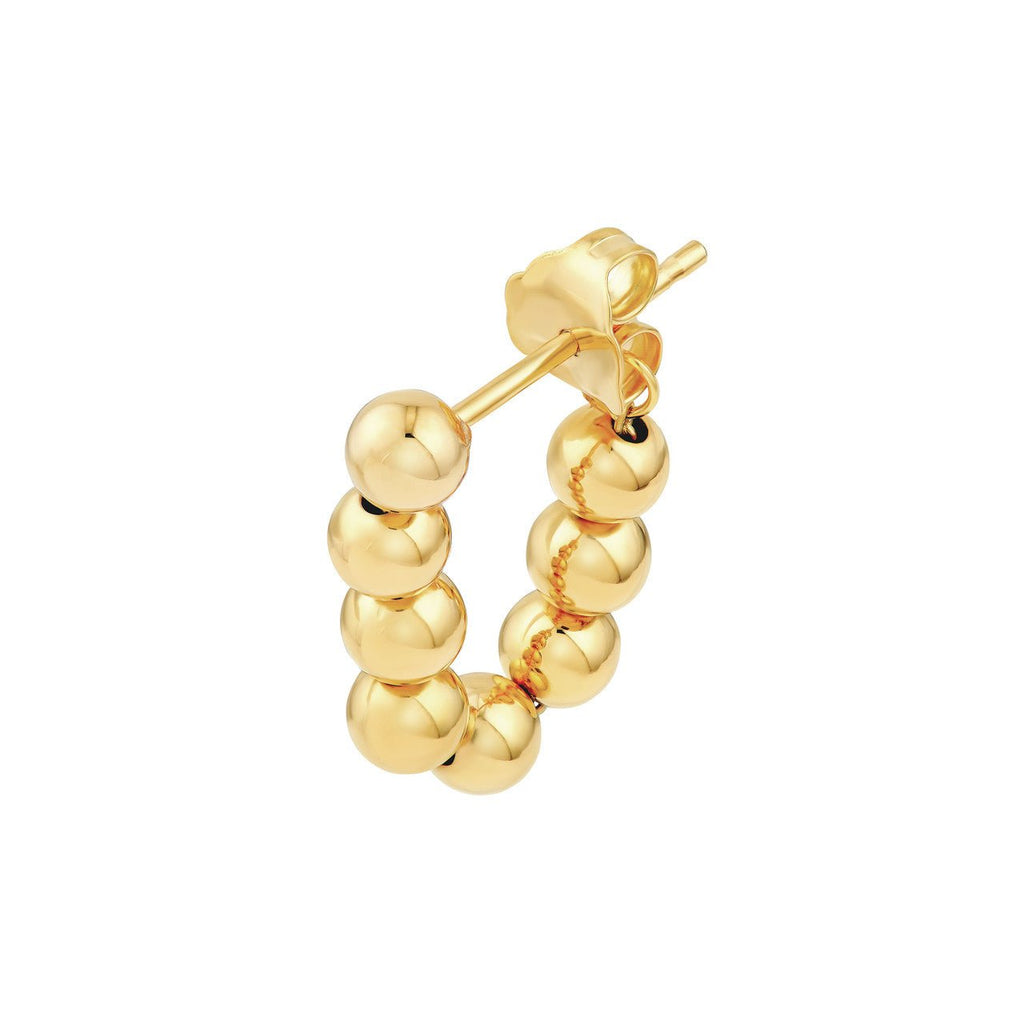 14K Gold Connected Chain Bead Stud Earrings