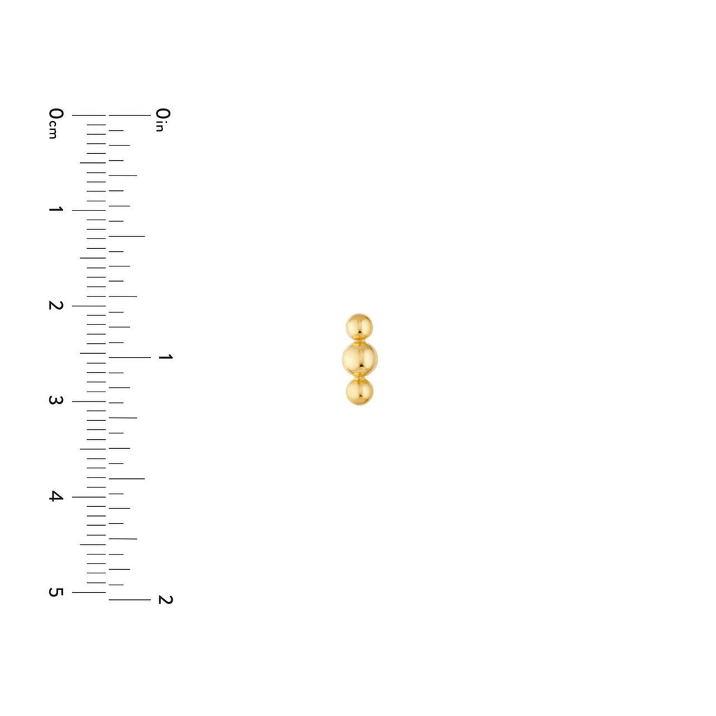 14K Gold Trio Bead Stud Earrings