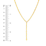 14K Gold Mirror Diamond Shape Link Lariat Necklace