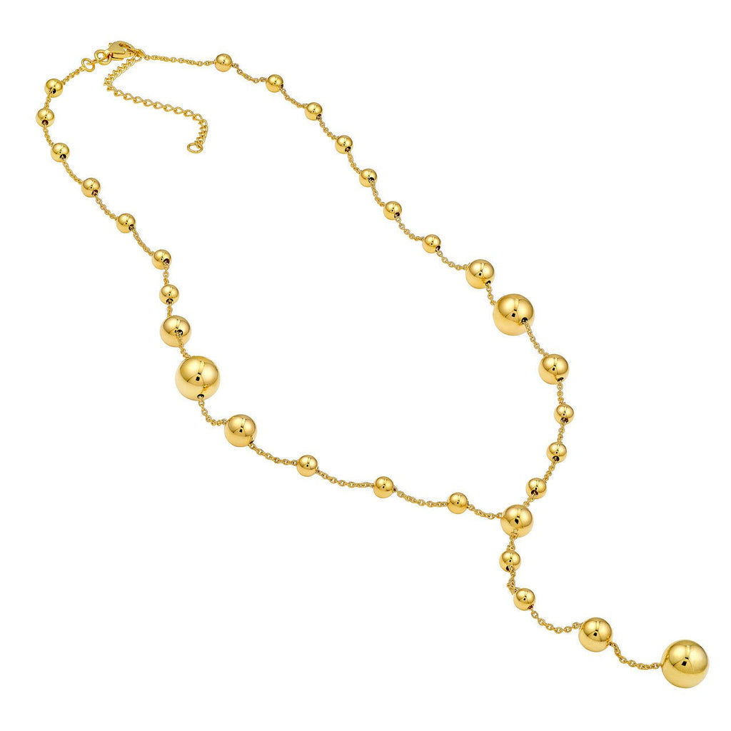 14K Gold Graduated Bead Lariat Necklace