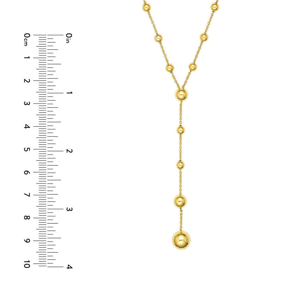 14K Gold Graduated Bead Lariat Necklace