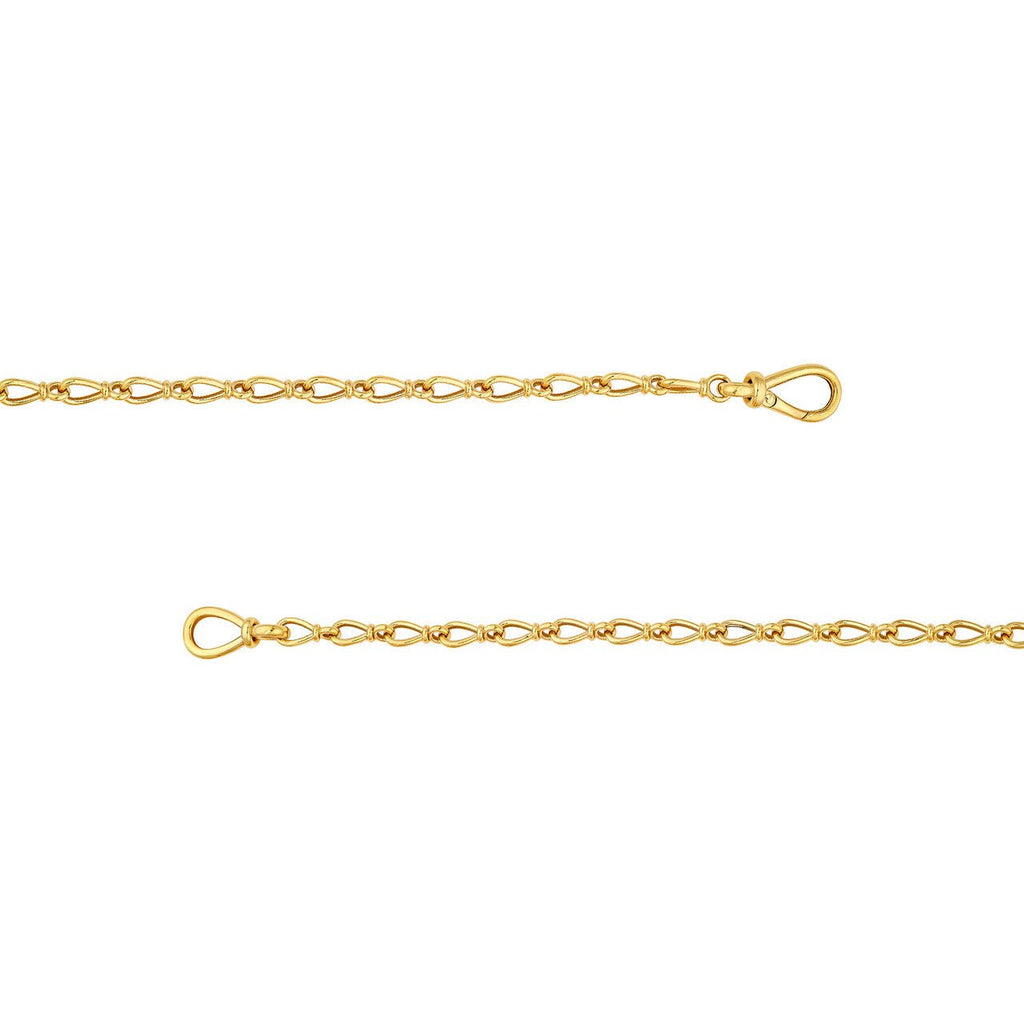 14K Gold Tear Drop Link Chain Lariat Necklace