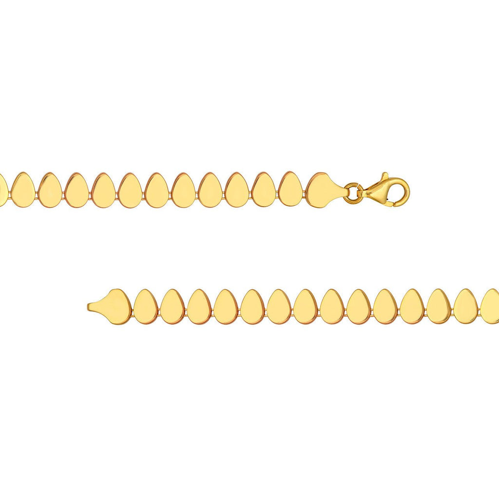 14K Gold Flat Teardrop Link Bracelet