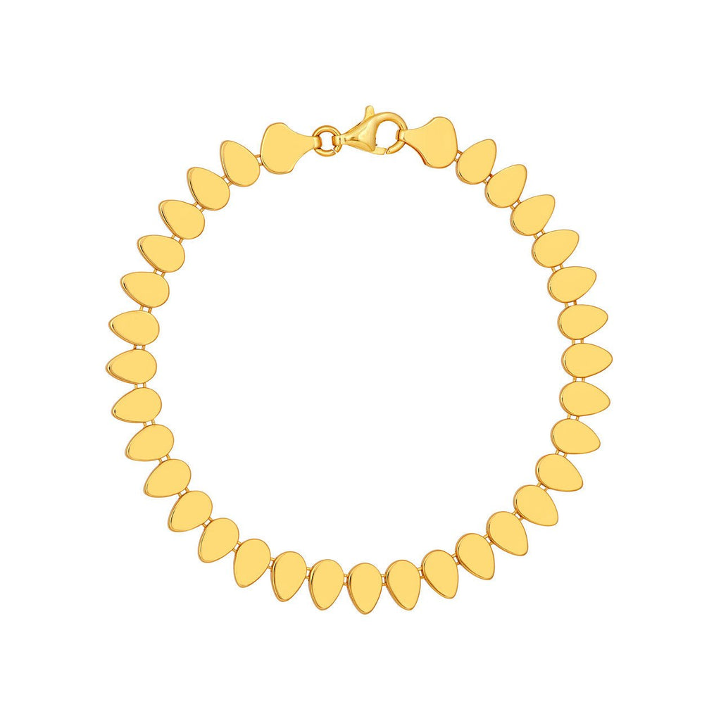 14K Gold Flat Teardrop Link Bracelet