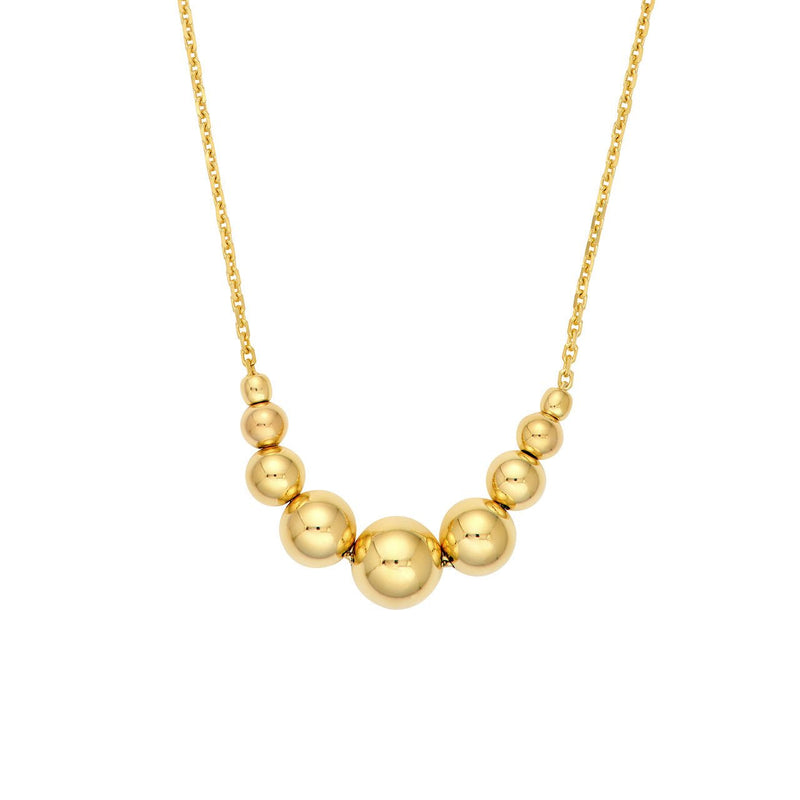 14K Gold Graduated Bead Drape Necklace