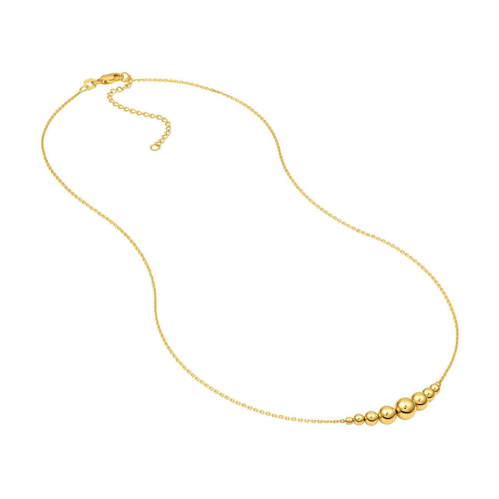 14K Gold Graduated Bead Drape Necklace