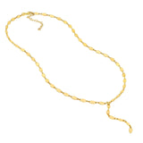 14K Gold Oval Shape Link Lariat Necklace