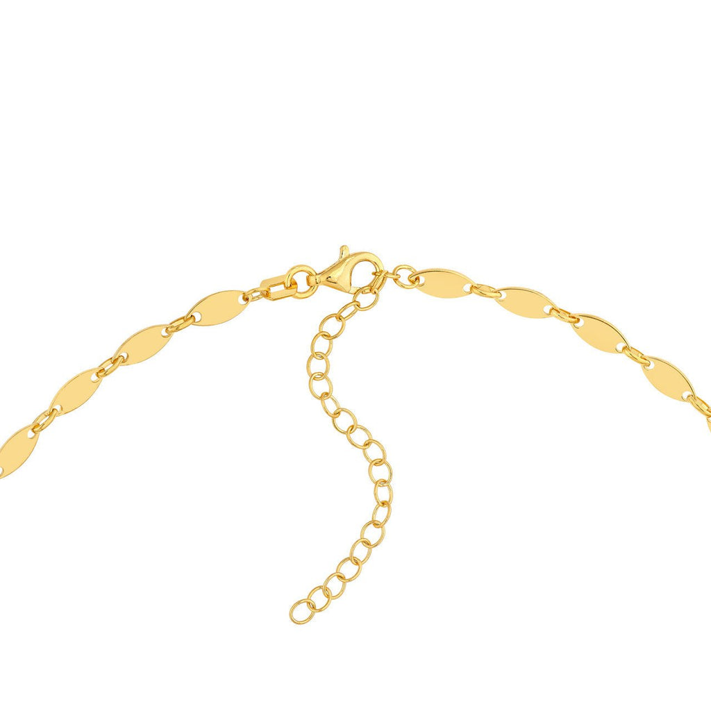 14K Gold Oval Shape Link Lariat Necklace
