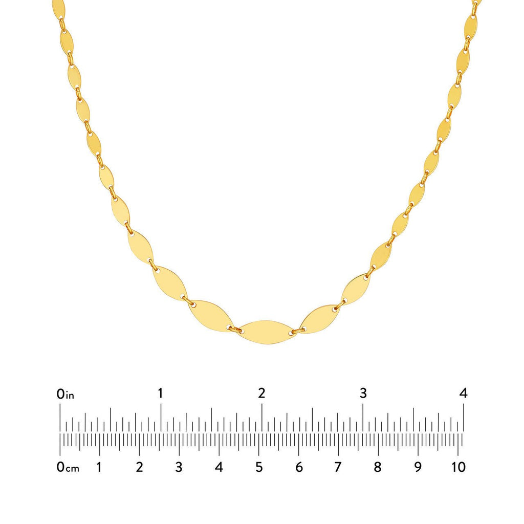 14K Gold Graduated Marquise Shape Necklace