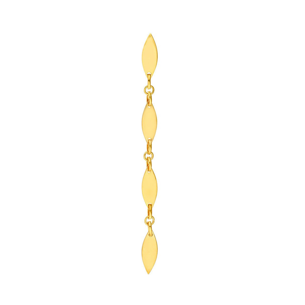 14K Gold Long Mirror Chain Dangle Earrings