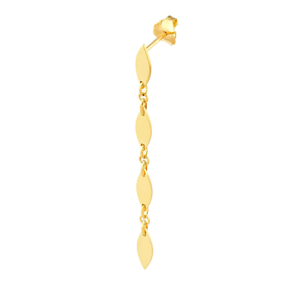 14K Gold Long Mirror Chain Dangle Earrings