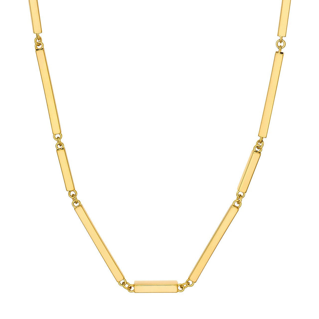 14K Gold Alternating Long and Short Bar Chain Necklace