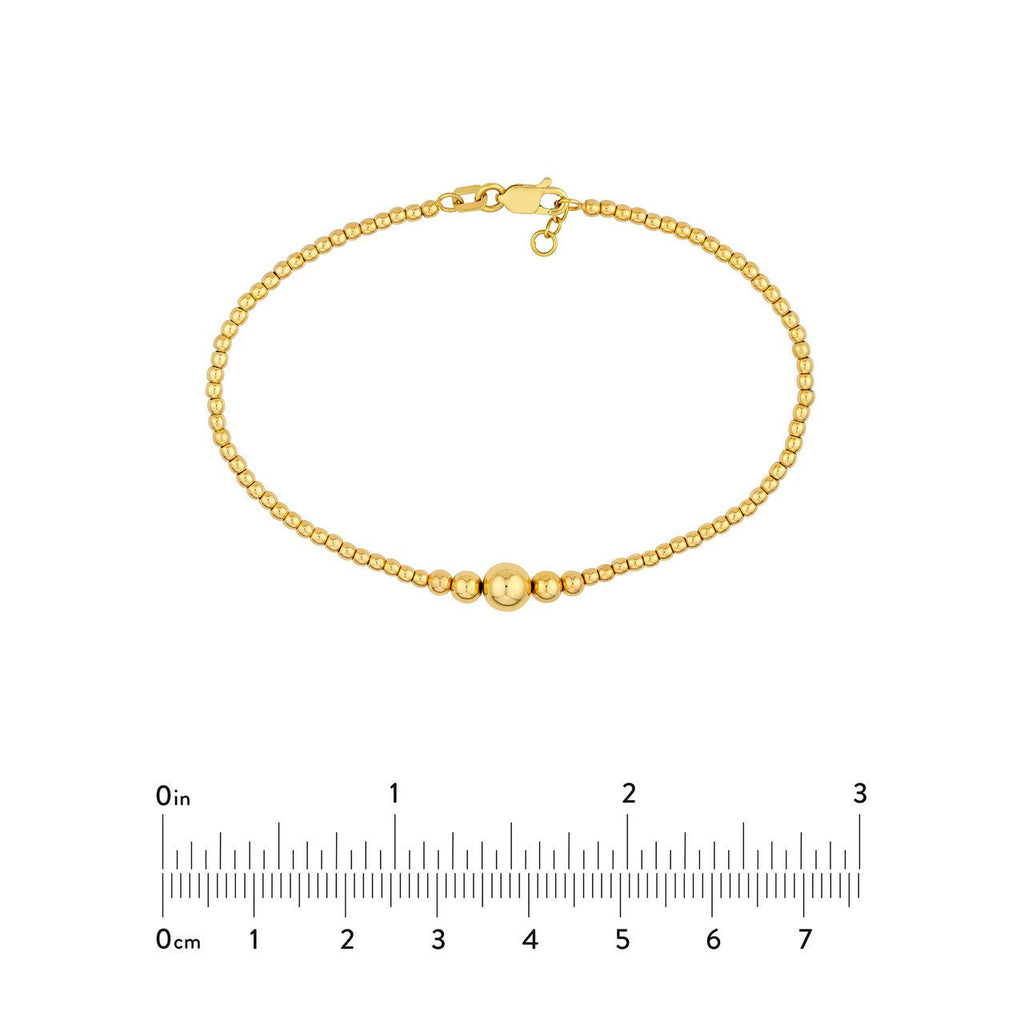 14K Gold 0.95MM Graduated Bead Chain Bracelet