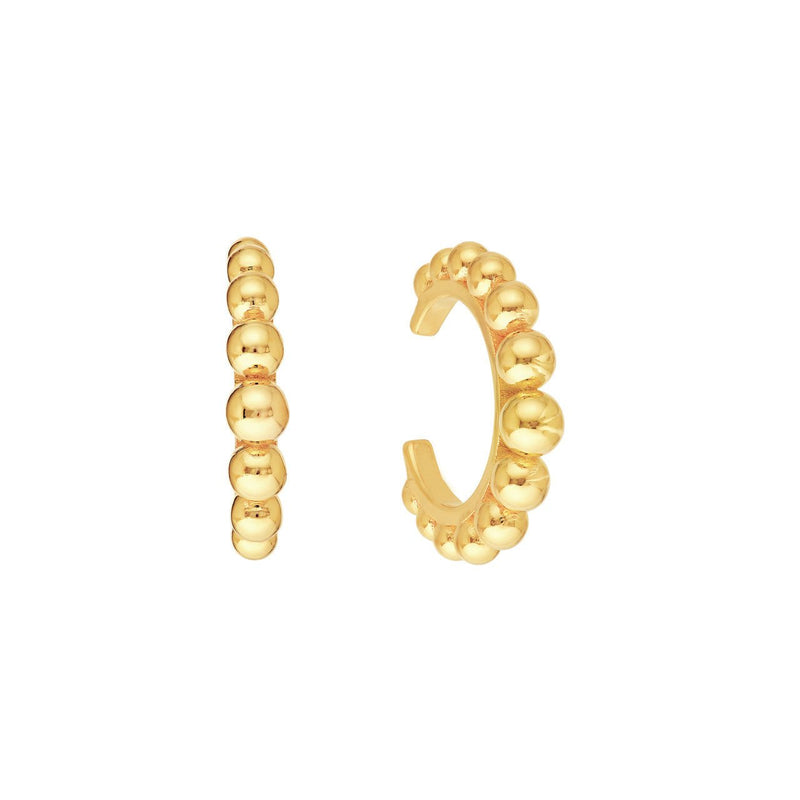 14K Gold Beaded Ear Cuff Earrings