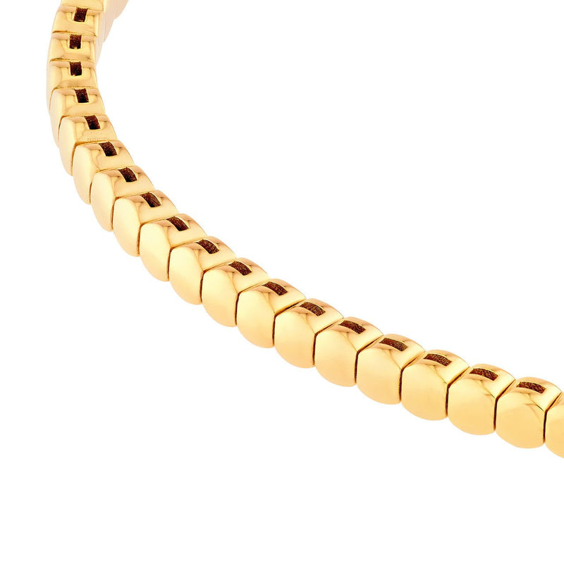 14K Gold Oval Bead Flexible Bangle
