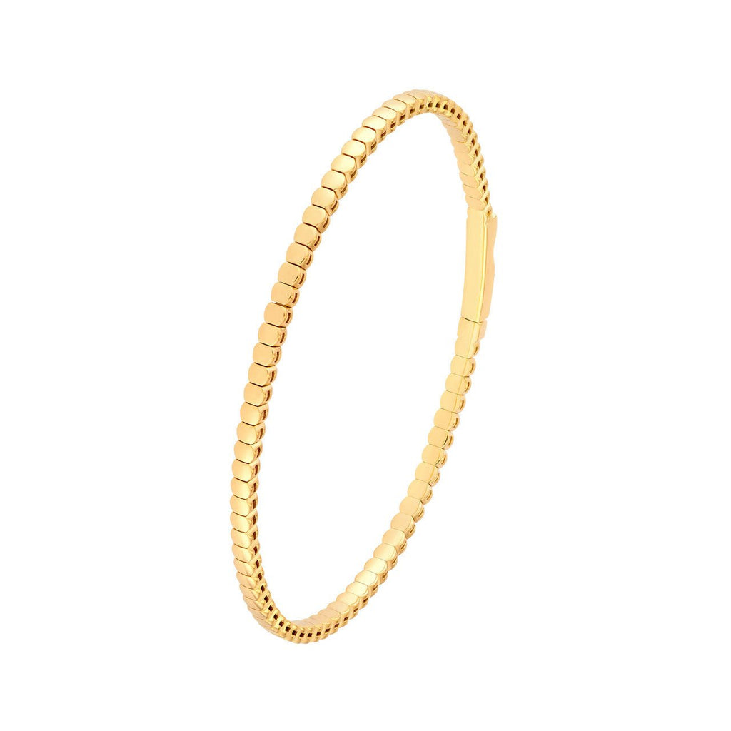 14K Gold Oval Bead Flexible Bangle