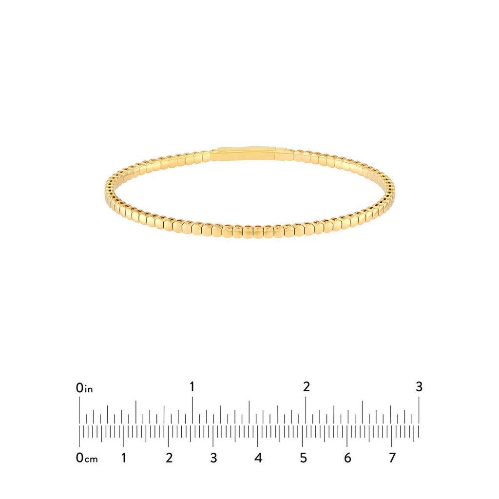 14K Gold Oval Bead Flexible Bangle