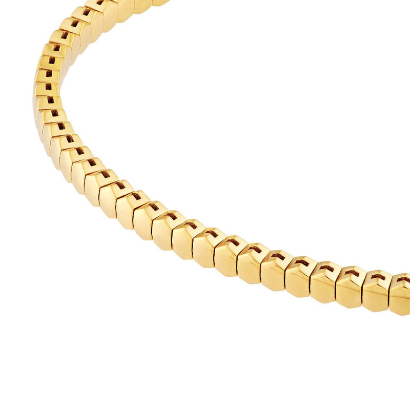 14K Gold Hexagonal Flexible Bangle