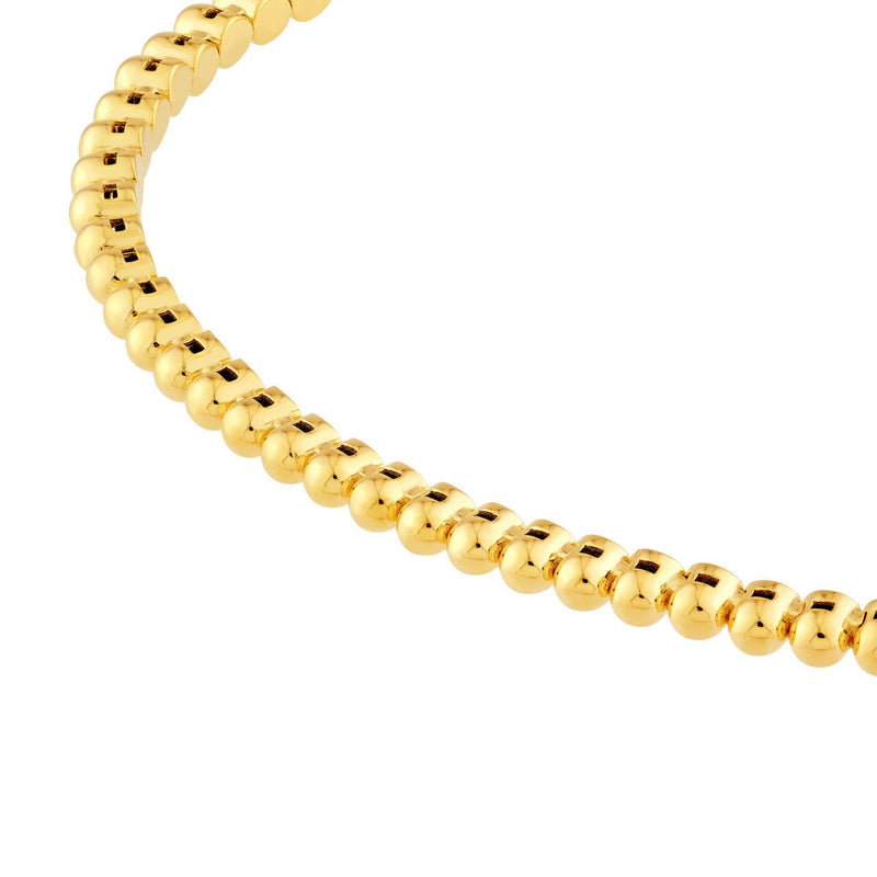 14K Gold Round Bead Flexible Bangle