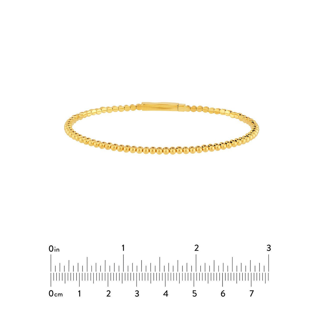 14K Gold Round Bead Flexible Bangle